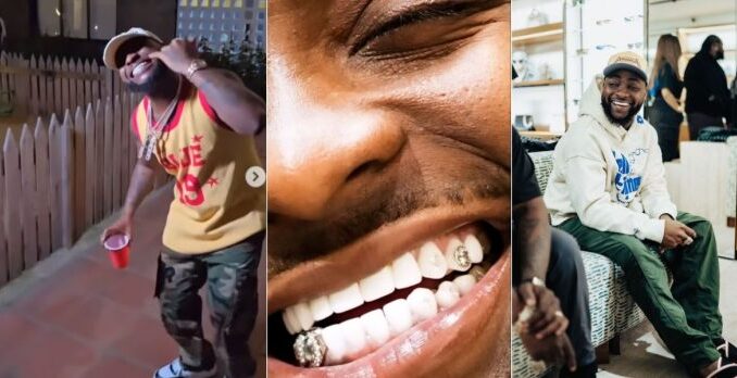 Davido brags as he shows off his N800 million ($500k) diamond teeth