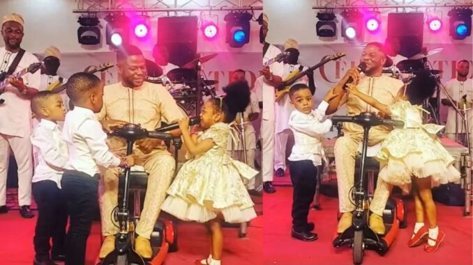 Checkout the heartwarming moment Yinka Ayefele's triplets almost took over the stage from him at a recent show (Video)